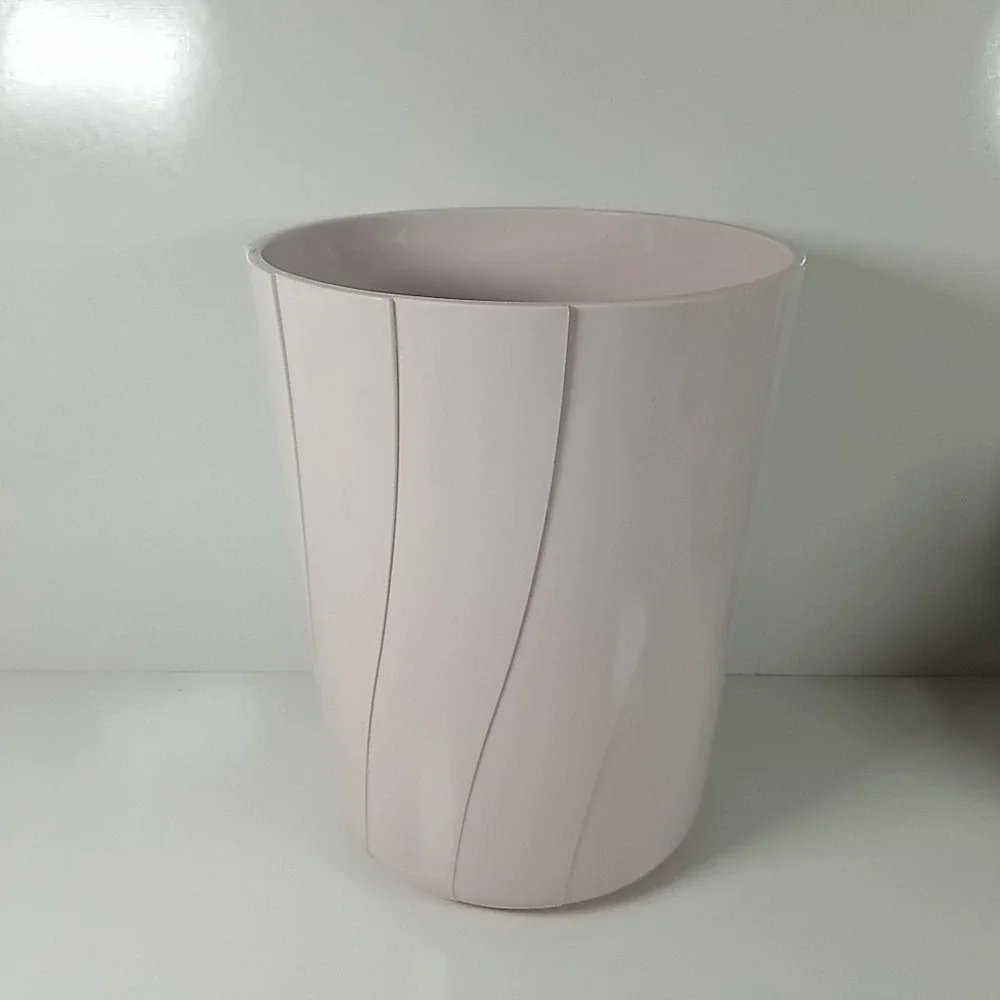 Vintage 1980s Wave Creative Bath Pink Waste Bin Trash Can Plastic Sleek